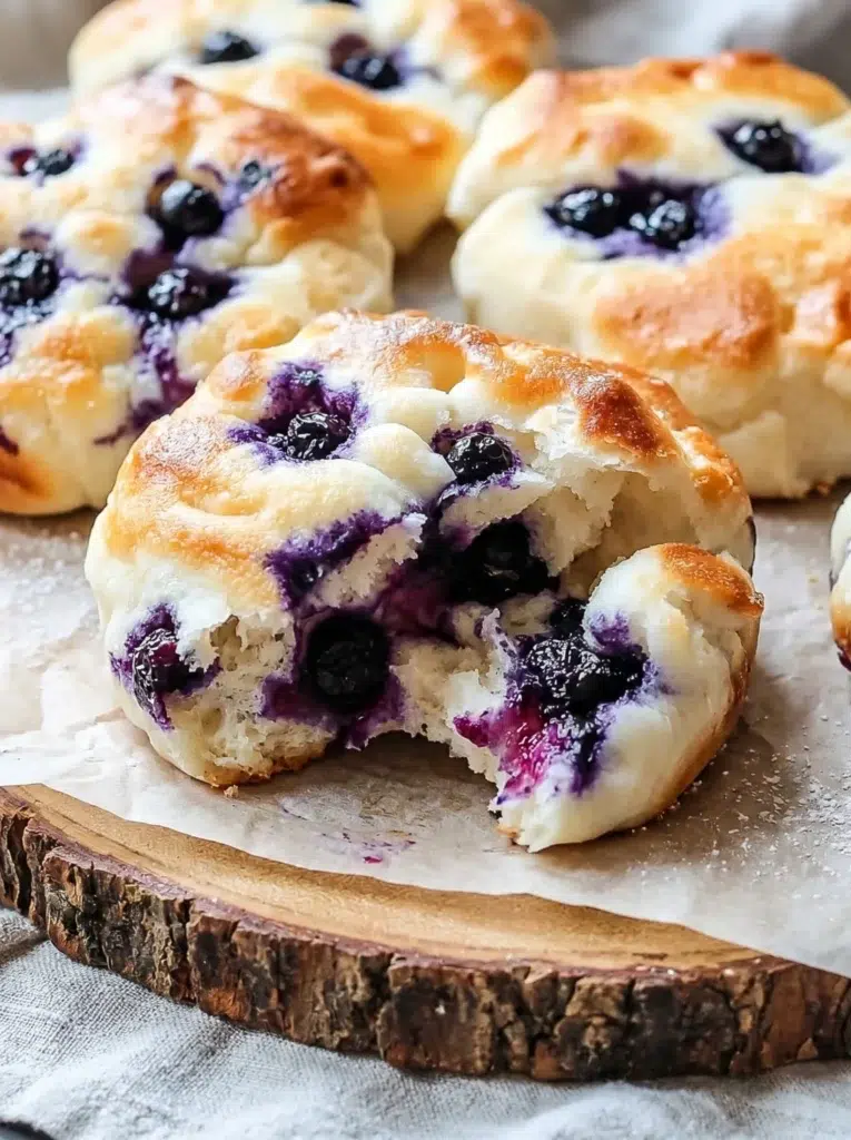 Cottage Cheese Blueberry Cloud Bread with juicy blueberries and fluffy texture