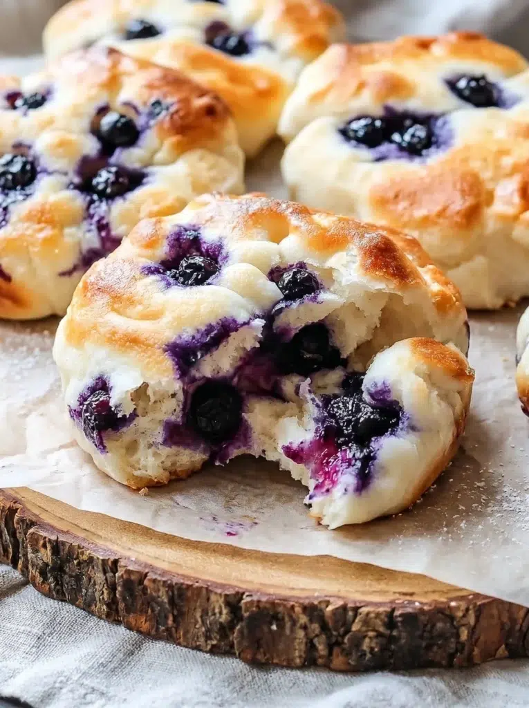 Soft Cottage Cheese Blueberry Cloud Bread with blueberry filling inside